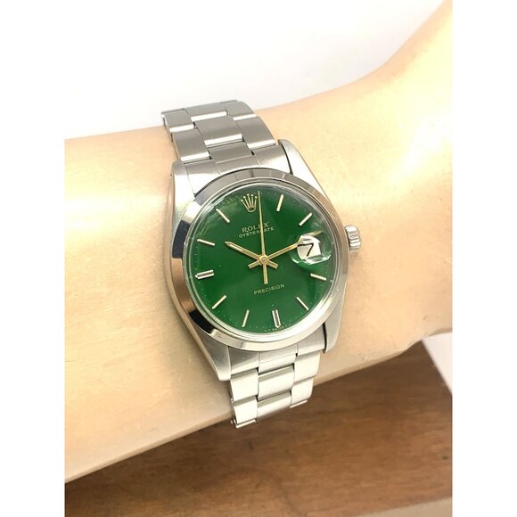 Rolex OysterDate Men's Watch 6694 Swiss Mechanical 70S Stella Green Lacquer Dial - Picture 13 of 16